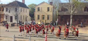 An English regiment marches by in Colonial Williamsburg.
