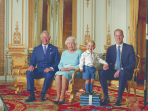 A family portrait by Ronald Mackechnie of four generations of the House of Windsor.