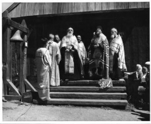 Religious services in the 1950s. Photo courtesy of Fort Ross.