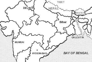 Штат Бихар на карте Индии