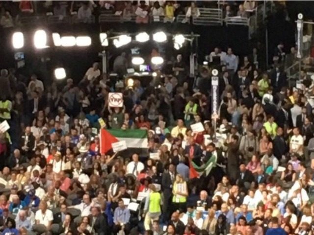 На демократической конвенции – «палестинский» флаг