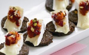 camembert-with-pear-compote-on-pumpernickel