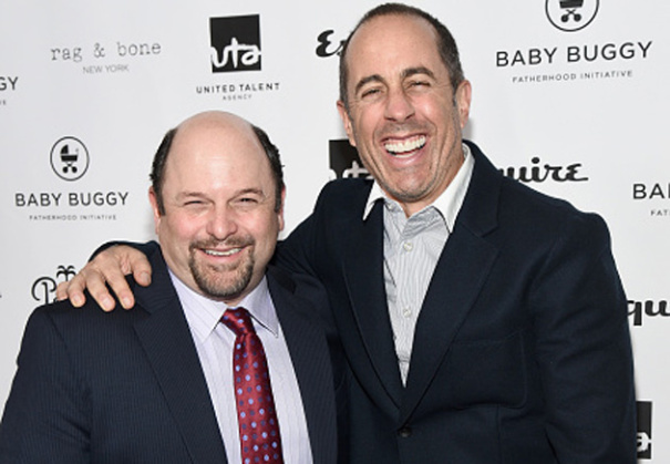 BEVERLY HILLS, CA - MARCH 04: Actor Jason Alexander and host Jerry Seinfeld attend the Inaugural Los Angeles Fatherhood Lunch to Benefit Baby Buggy hosted by Jerry Seinfeld at The Palm Restaurant on March 4, 2015 in Beverly Hills, California. (Photo by Michael Buckner/Getty Images for Baby Buggy)